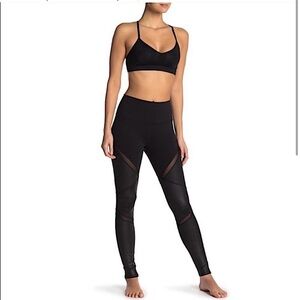 ALO Yoga Black Faux Leather - Mesh Leggings Size Small